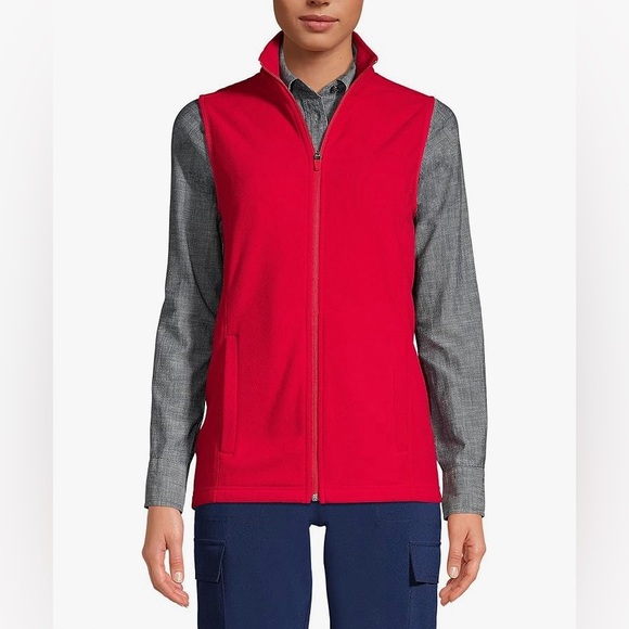Land’s End Women’s Medium Red Fleece Vest - Picture 1 of 10